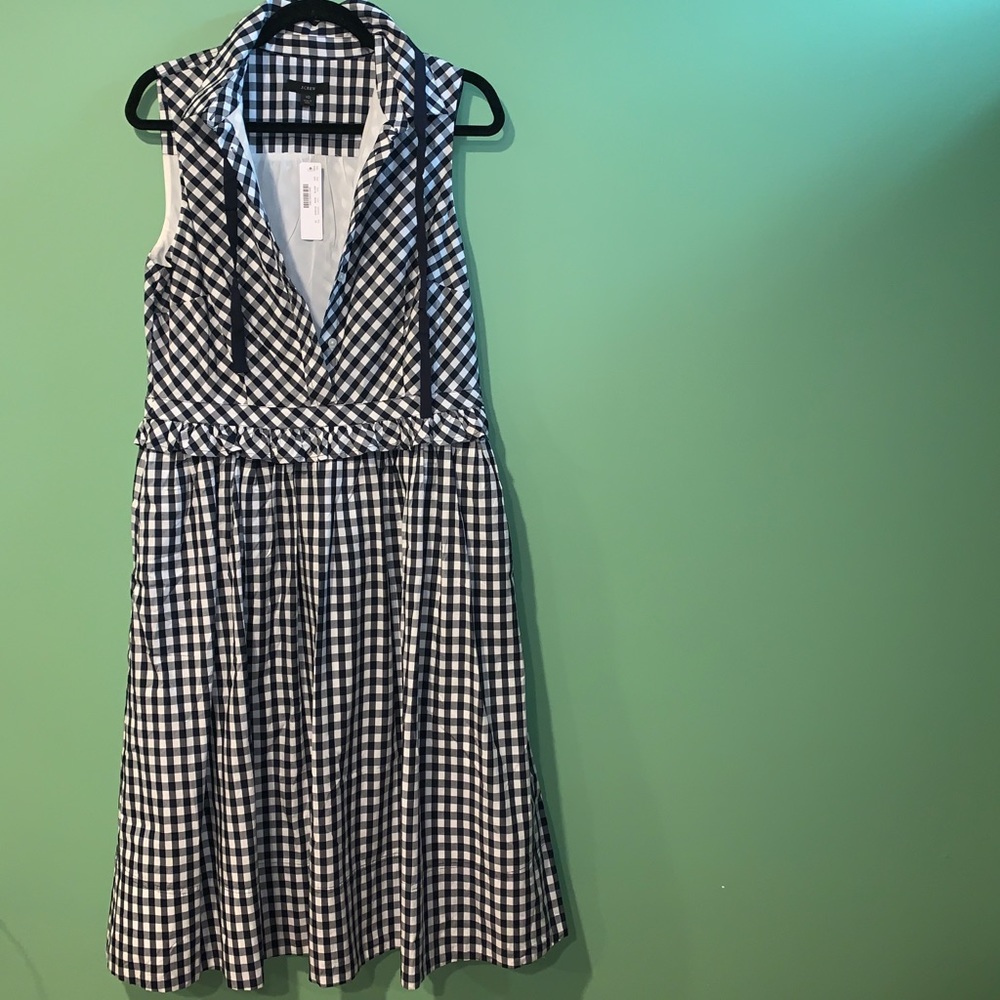 J. Crew Gingham check Ruffle bow tie Dress - Picture 4 of 8
